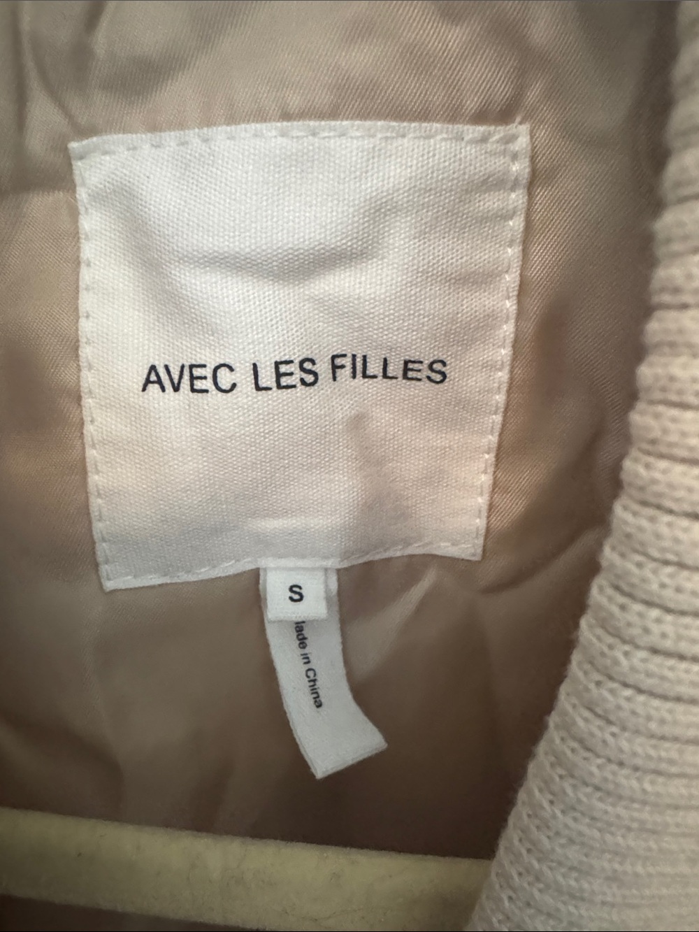 Avec Les Filles cotton Beige Bomber Jacket with Pink Floral Embroidery - Picture 2 of 7